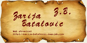 Zarija Batalović vizit kartica